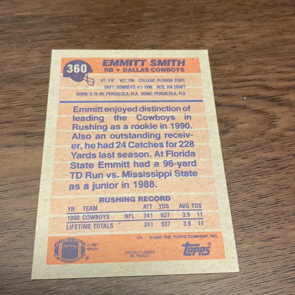 EMMITT SMITH ROOKIE CARD!!! RARE!! - Picture 2 of 2